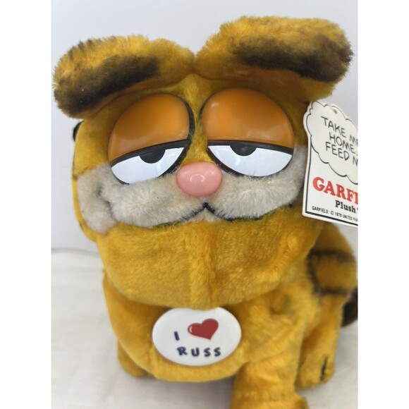 Vtg 1981 Dakin Garfield Fat Cat Plush Stuffed Animal 80s Toy Collectable 9” Tags - Picture 2 of 8